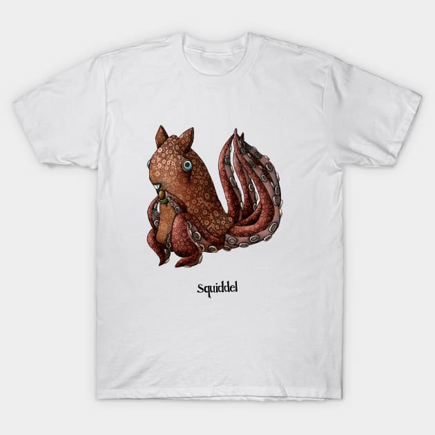 Squiddel Cartoon Illustration T-Shirt by mikelevett